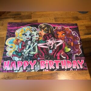 monster high Happy Birthday Banner Pink Purple Black